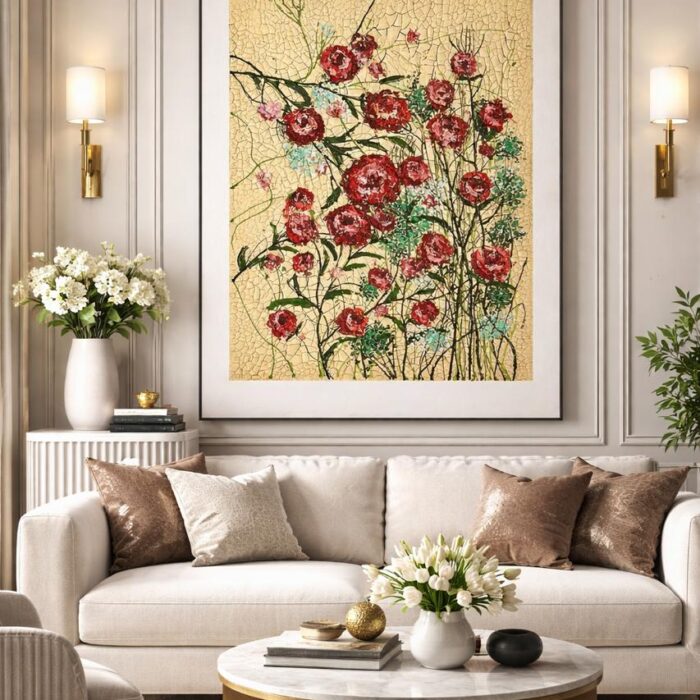Floral Textured Oil Painting Wall Art