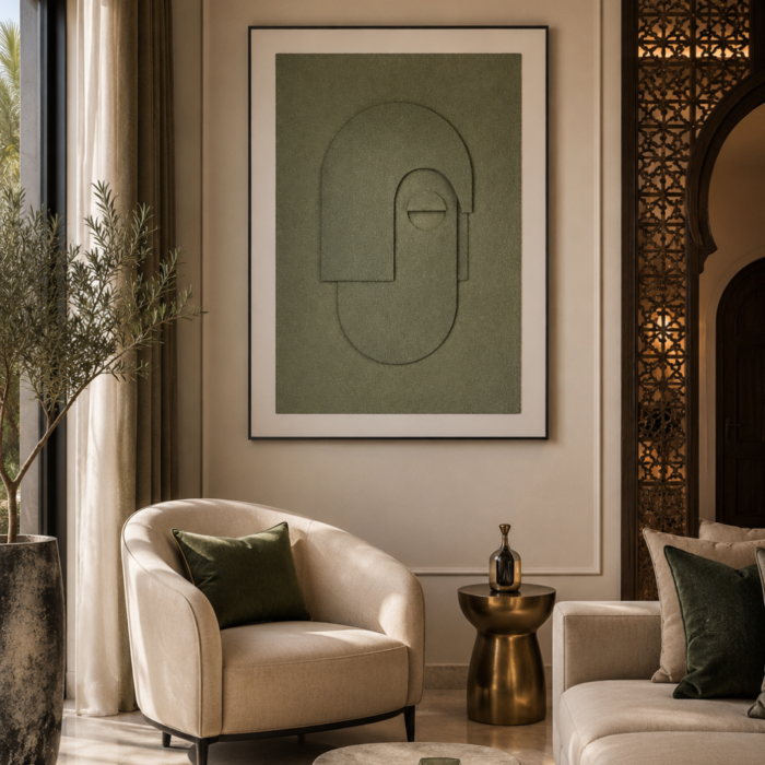 Énigmatique Vert – Tableau Relief Premium